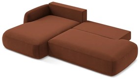 Terrakotta színű kinyitható sarokkanapé (bal oldali-heverő résszel) Hale – Makamii