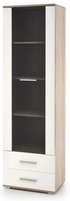 Lima magas polcos vitrin, fehér / sonoma tölgy