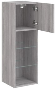 szürke sonoma színű TV-szekrény LED-világítással 30,5x30x90 cm