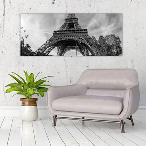 Kép - Eiffel-torony, fekete-fehér (120x50 cm)