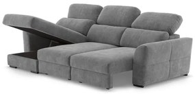 Univerzális ággyá nyitható háromszemélyes sarokkanapé tárolóval TRENTO szürke