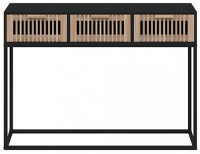 fekete szerelt fa és vas tálalóasztal 105x30x75 cm