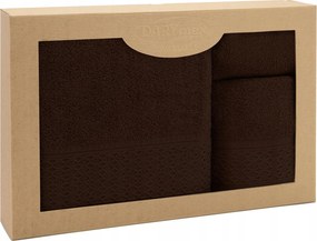 Solano törölköző szett, 3 darabos, sötétbarna, díszdobozban