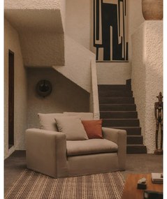 Antracitszürke len fotel Nora – Kave Home