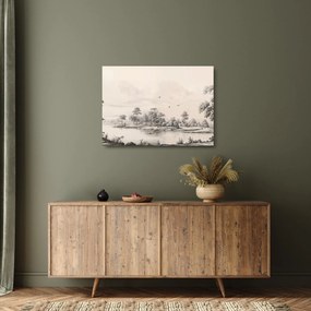 Üveg kép - Vintage tájkép rajz (70x50 cm)