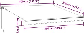 Antracitszürke és fehér kézzel kihúzható napellenző 400x350 cm
