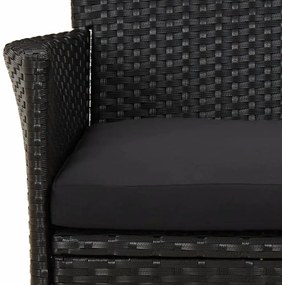 vidaXL 5 részes fekete polyrattan kerti bisztrógarnitúra párnákkal