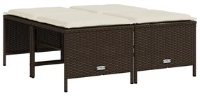 4 db barna polyrattan szék párnákkal