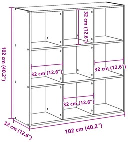 fekete szerelt fa könyvszekrény 102 x 32 x 102 cm