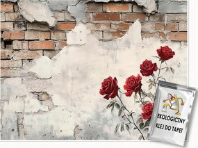 Fotótapéta Fal Tégla Virágok Vakolat Hálószoba Nappali Tapéta Flizelina 150x105