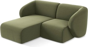Zöld bársony sarokkanapé (bal oldali-heverő résszel) Lani – Makamii