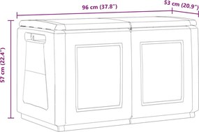 vidaXL sötétszürke-fekete kerti tárolóláda 96 x 53 x 57 cm 230 L