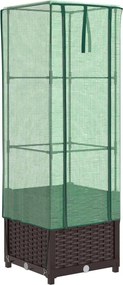 vidaXL rattan megjelenésű magaságyás melegháztakaróval 40x40x139 cm