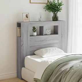 szürke sonoma szerelt fa LED-es fejtámla 100x18,5x103,5 cm