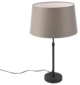 Asztali lámpa fekete lenvászon árnyékolóval, taupe színű, 35 cm állítható - Parte