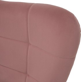 Fotel lábtartóval, rózsaszín Velvet szövet/tölgy, HABEN