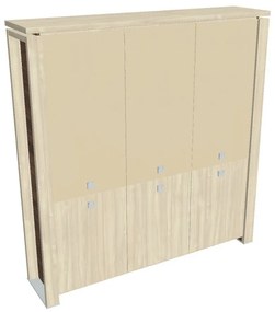 Verno+ magas szekrény 200 x 46 x 210 cm, kombinált ajtó, akác / vanília