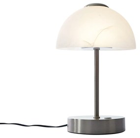 Design asztali lámpa acélból, opálüveggel, LED-del, dimmelhető - Joya