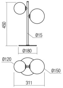 Redo 01-2784 - Asztali lámpa ROY 2xG9/10W/230V