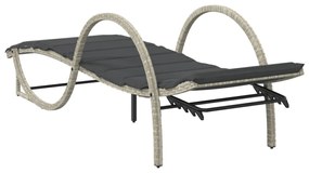 világosszürke polyrattan napozóágy párnával 60x199x42 cm