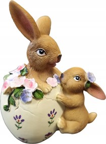 Dekorációs figura Kerámia Húsvéti nyuszi filctoll barna 15cm