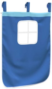 kék függönyök alagúttal és toronnyal ellátott tetőtéri ágyhoz