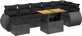 vidaXL 8 részes fekete polyrattan kerti ülőgarnitúra párnákkal