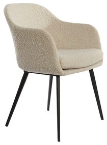 Krémszínű kárpitozott karfás étkezőfotel Leone – Light &amp; Living