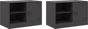 vidaXL 2 db fekete acél TV-szekrény 67 x 39 x 44 cm
