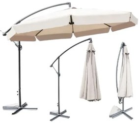 Összecsukható kerti napernyő - krém színű 350 cm