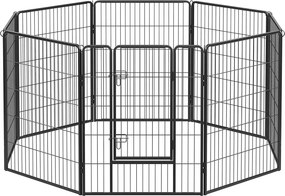 Kutya kennel, kutyakerítés, kifutó kutyáknak 8 részes, fekete 240x80x100cm