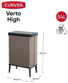 Rózsaszín újrahasznosított műanyag érintésre nyíló szemetes 54 l Verto High – Curver