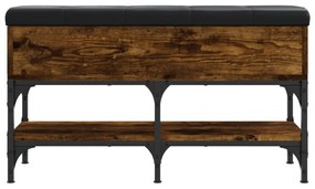 füstös tölgy színű szerelt fa cipőtároló pad 82 x 32 x 45 cm