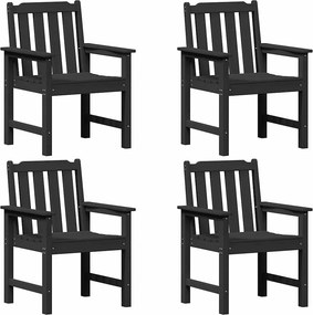 vidaXL Kerti Szék 4 pcs Fekete 65.5 x 59 x 88 cm Polietilén