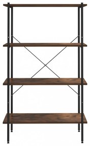 fekete és sötét faszínű 4 szintes polcrendszer 80 x 40 x 130 cm