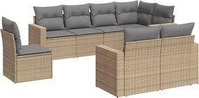 vidaXL 8 részes bézs polyrattan kerti ülőgarnitúra párnával