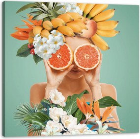 Vászonkép Természet Harmóniája Virágok Nő Gyümölcsök 80X80 cm