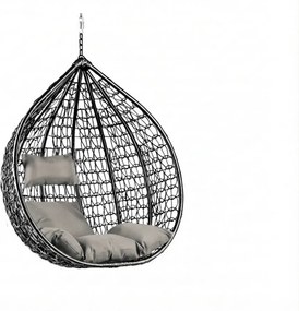 Fekete függőszék KOKON állvány nélkül, világos párna