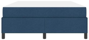 Boxrugós ágy Kék és Fekete 160 x 200 cm Textil és mérnöki fa