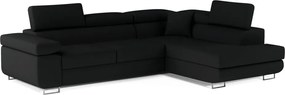 Fekete kinyitható-tárolóhelyes sarokkanapé (jobb oldali-L alakú) Anton – ELTAP