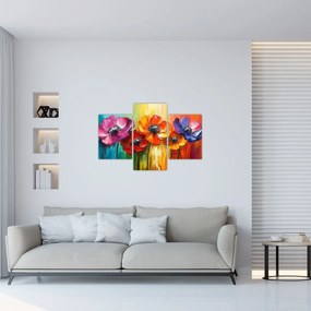 Kép - Öt színes virág (90x60 cm)