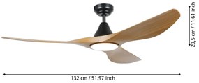 Eglo Portsea 35113 távirányítós ventilátoros mennyezeti lámpa, 19W LED, 3000K-4000K-5000K, 2100-2300-2200 lm