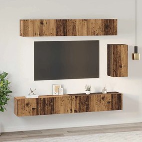 TV szekrény garnitúra 6 pcs Régi fa 100 x 30 x 30 cm Faanyag