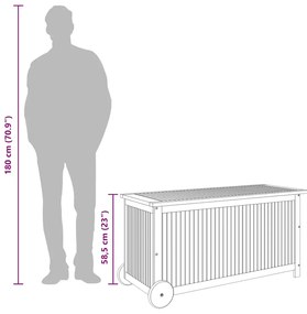 tömör akácfa kerti tárolóláda kerekekkel 113 x 50 x 58 cm