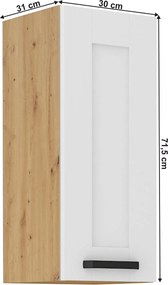 Felső szekrény, fehér/artisan tölgy, LULA 30 G-72 1F