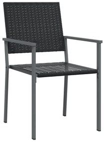 2 db fekete polyrattan kerti szék 54 x 62,5 x 89 cm