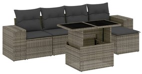 6 részes szürke polyrattan kerti ülőgarnitúra párnákkal