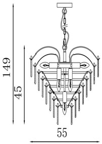 Searchlight 48970-6SB - Láncos csillár FEATHER 6xE14/60W/230V