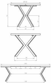 Peroni bővíthető étkezőasztal dió / fekete 100-250 cm