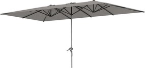 Outsunny Dupla Napernyő Crank-kal 451 x 264 cm, UV Védelem 50+, Szélálló Kerti Napernyő Erkélyre, Alumínium Piac Napernyő Napvédelem az Erkélyre, Tera